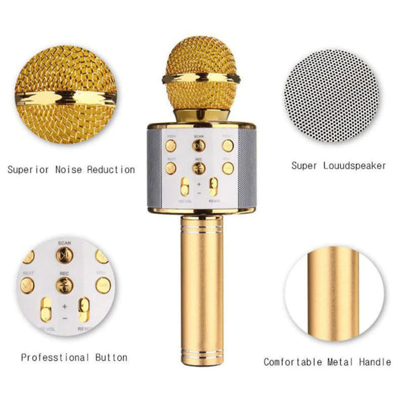 Micrófono Inalámbrico Bluetooth Portátil para Karaoke y Música