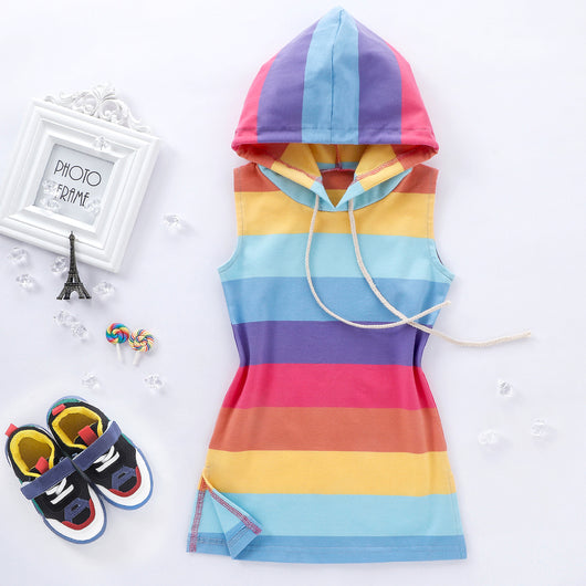 Vestido Princesa Arcoíris Estilo Occidental sin Mangas para Niñas - Image 10
