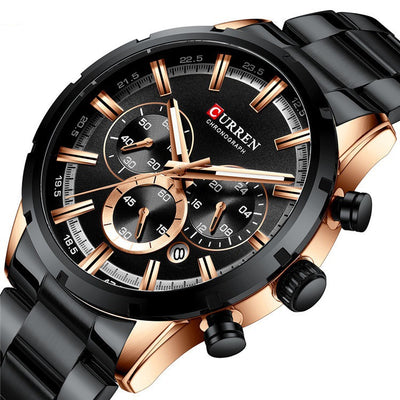 Reloj de Pulsera Ejecutivo Acero Inoxidable con Calendario de Seis Esferas - Image 9