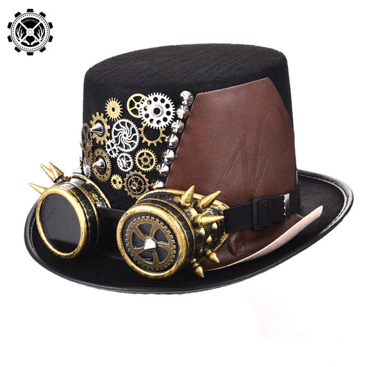 Sombrero Steampunk Gótico con Engranajes y Gafas Mágicas