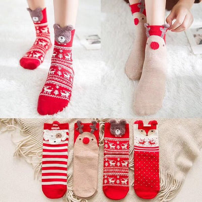 Calcetines Rojos Absorbentes de Sudor para Mujer - Algodón Puro Otoño e Invierno - Image 5