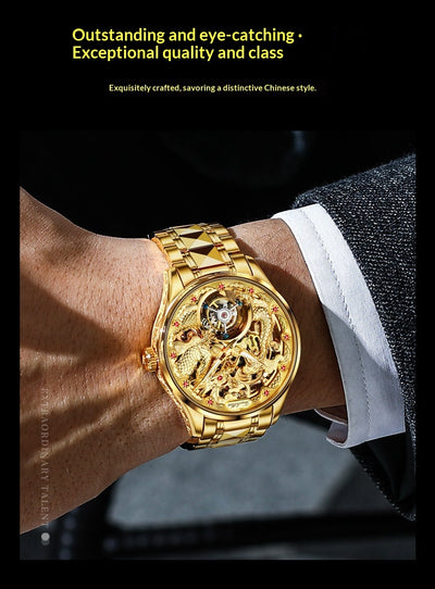 Reloj de Lujo Dorado para Hombre con Tourbillón Resistente al Agua - Image 14