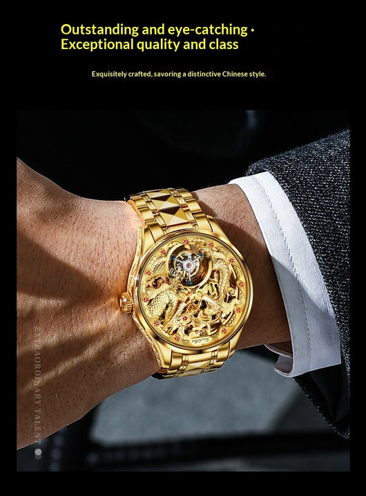 Reloj de Lujo Dorado para Hombre con Tourbillón Resistente al Agua - Image 14
