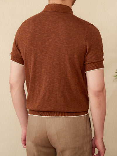 Polo Tejido Hombre Mezcla Lino Algodón con Solapa - Image 5