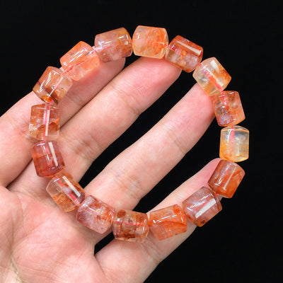 Pulsera de Cuarzo Fantasma con Flor de Pegamento Natural Rojo Brasileño - Image 10