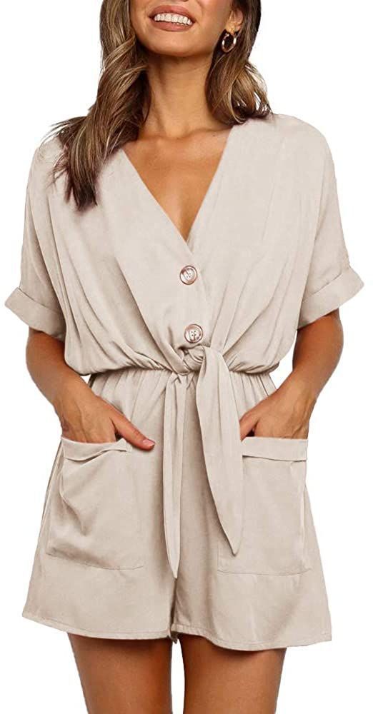 Jumpsuit Suelto de Cuello en V con Cordones para Mujer - Image 3