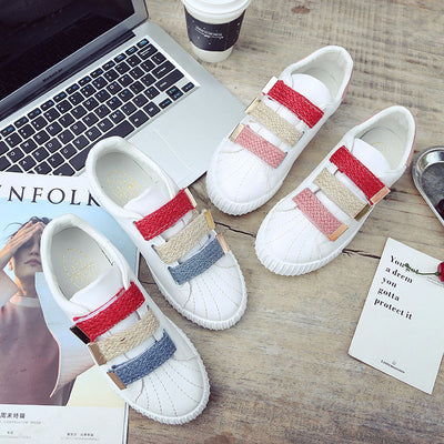 Zapatillas Deportivas Blancas con Velcro - Estilo Coreano Casual - Image 3
