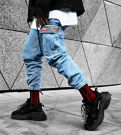 Pantalones Jeans Holgados Estilo Japonés con Bolsillos Grandes - Corte Recto Casual