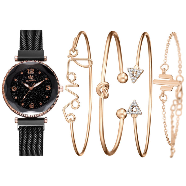 Reloj de Pulsera Mujer Cielo Estrellado con Cierre Magnético - Pulsera Fashion con Números Romanos - Image 4