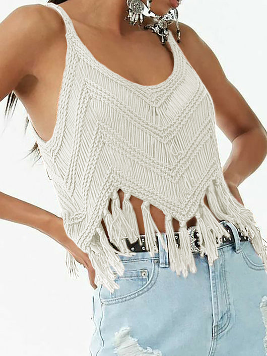 Suéter Tejido para Mujer con Detalles Calados y Borlas - Image 7