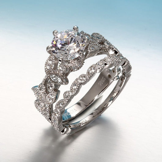 Anillo de Compromiso Diamante Hoja de Árbol - Diseño Europeo Princesa - Image 4