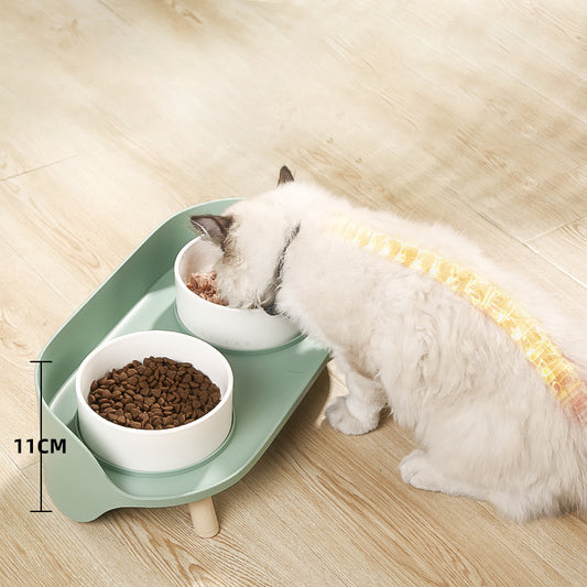 Comedero Doble Inclinado para Gatos y Perros - Protege Cuello con Diseño Antiderrame