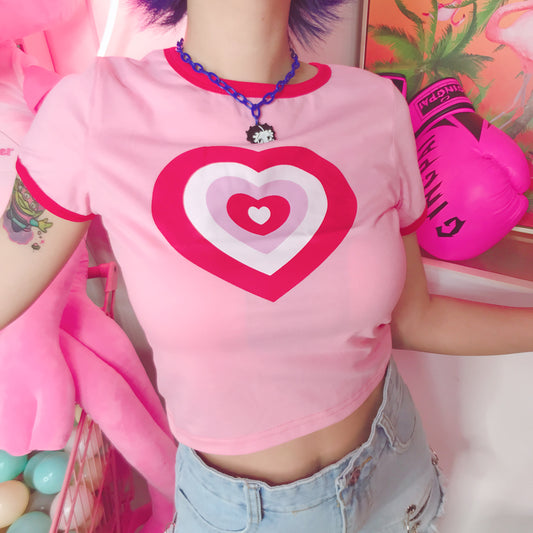 Playera Estampada Mori Girl Love de Algodón - Manga Corta para Mujer