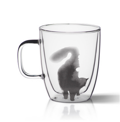 Taza Térmica de Vidrio Soplado con Diseño de Gato - Doble Aislamiento - Image 11