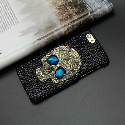 Funda Protectora para Celular Negra con Calavera y Cristales - Image 8