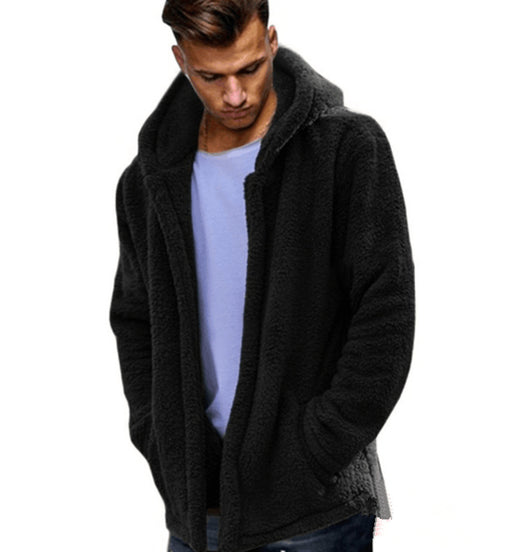 Chaqueta Hoodie Polar Cálida para Hombre - Diseño Liso Versátil