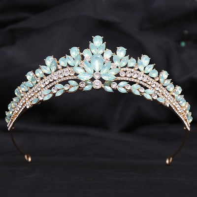 Corona Nupcial de Cristal Verde Brillante con Aleación y Incrustaciones - Image 44