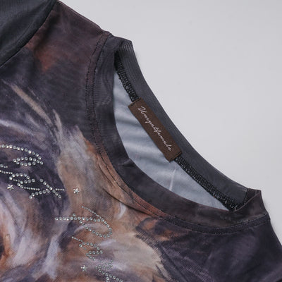 Playera Corta Diseño Americano con Estampado de Gato para Mujer - Image 12