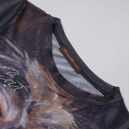 Playera Corta Diseño Americano con Estampado de Gato para Mujer - Image 12