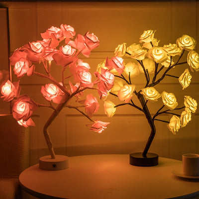 Lámpara LED Flor de Rosa con Árbol Bonsái - Luz Nocturna USB Recargable para Decoración - Image 27