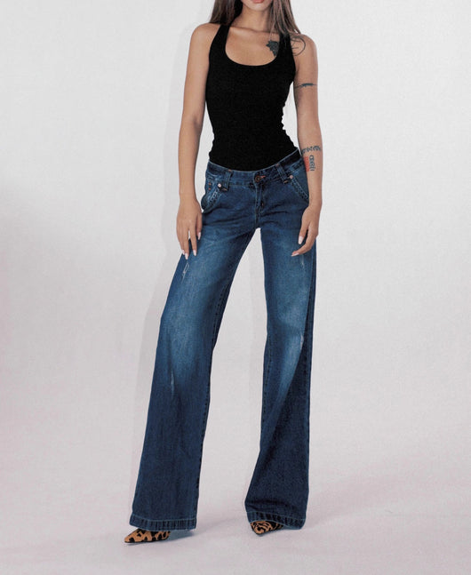 Jeans Rectos Retro Cintura Baja Efecto Desgastado - Image 6