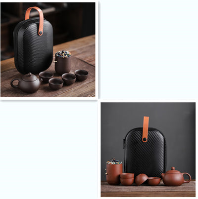 Juego de Té Portátil en Piedra Púrpura con 4 Tazas y Contenedores - Image 8
