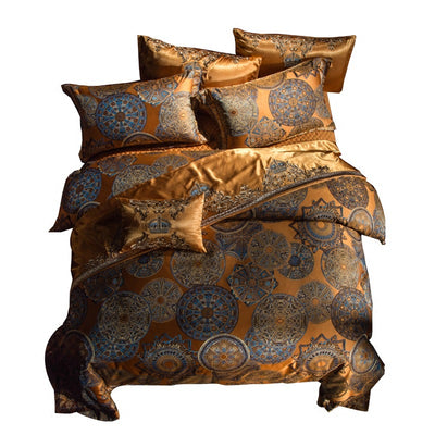 Juego de Cama Lujo Villa Europeo Bordado de 4 Piezas - Image 9