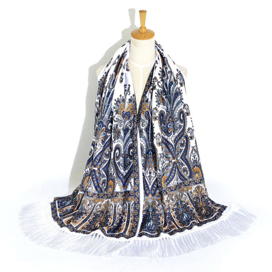 Pañuelo Étnico Retro Estampado Cachemir Xinjiang con Borlas - Image 6