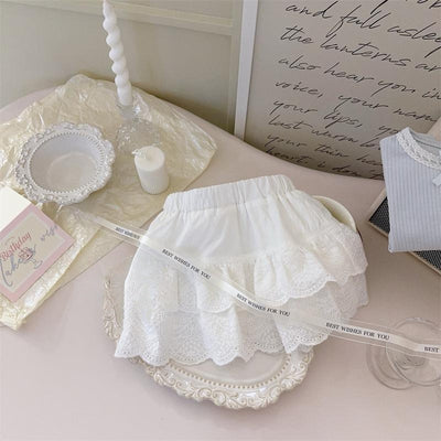 Conjunto Infantil Elegante Encaje Crema y Azul - Image 3