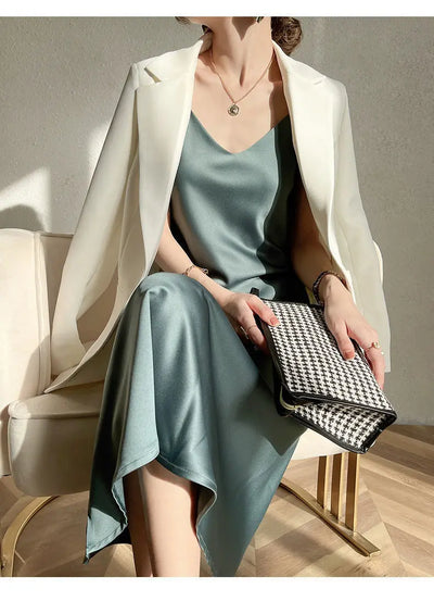 Vestido Largo Temperamento Francés para Mujer con Tirantes - Image 15