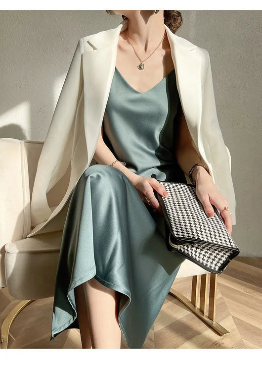 Vestido Largo Temperamento Francés para Mujer con Tirantes - Image 15