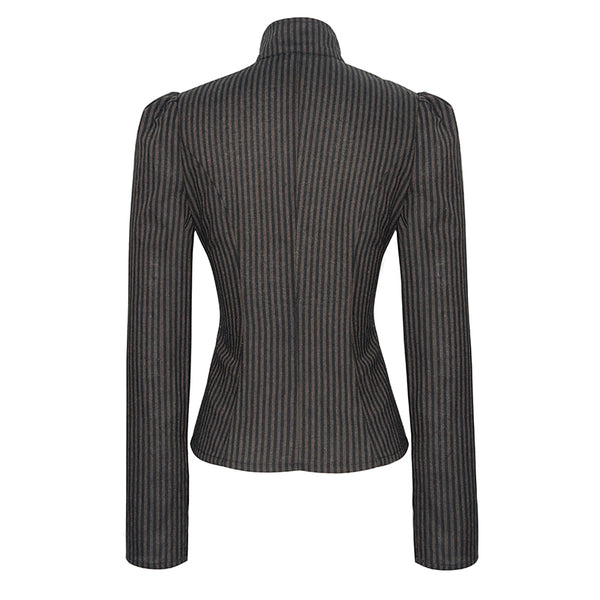 Camisa Vintage Patchwork con Cuello Parado Slim para Mujer