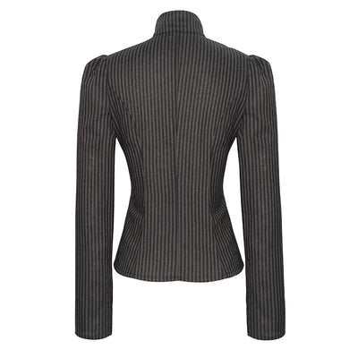 Camisa Vintage Patchwork con Cuello Parado Slim para Mujer - Image 2