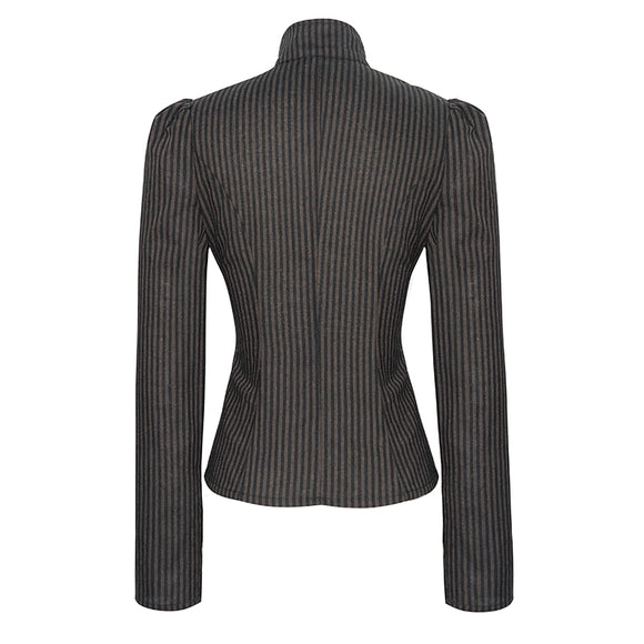 Camisa Vintage Patchwork con Cuello Parado Slim para Mujer