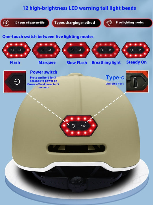Casco de Ciclismo Urbano con Lámpara LED Recargable Trasera - Image 10