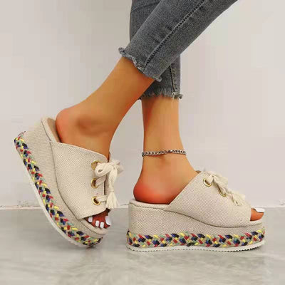 Sandalias de Plataforma Lino con Diseño Fish Mouth - Image 13