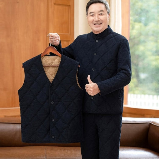 Conjunto de Abrigo y Pantalón Acolchado de Algodón para Papá Invierno