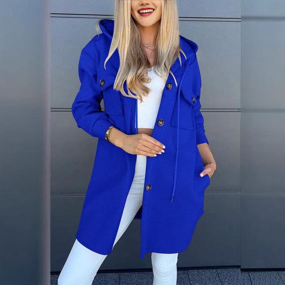 Chaqueta de Twill con Capucha y Bolsillos para Otoño e Invierno