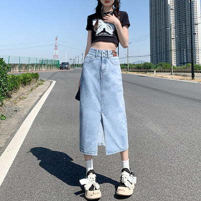 Falda Denim Cintura Alta con Abertura - Image 7