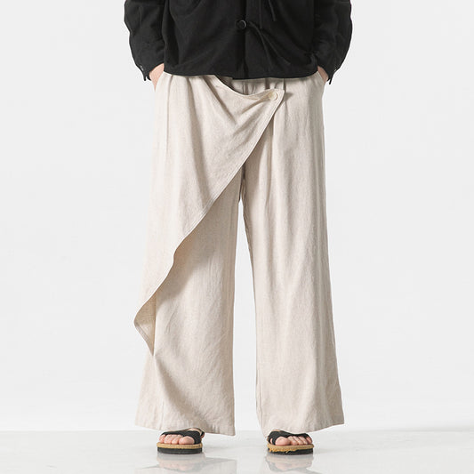 Pantalones Holgados de Algodón y Lino - Estilo Retro Tallas Grandes para Hombre