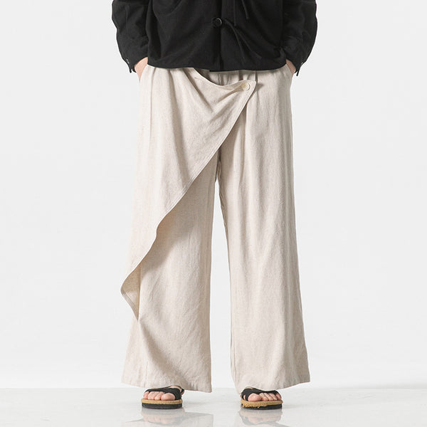 Pantalones Holgados de Algodón y Lino - Estilo Retro Tallas Grandes para Hombre