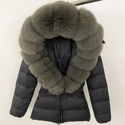 Chaqueta Acolchada Corta Ajustada para Mujer con Forro de Piel - Image 4