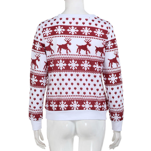 Suéter Navideño para Mujer con Diseño de Reno - Manga Larga Otoño Invierno - Image 8