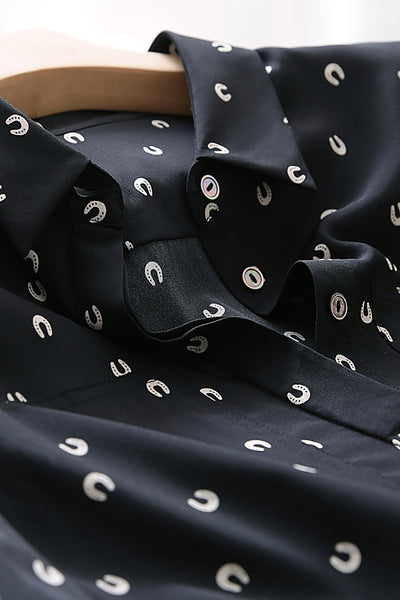 Blusa Suelta de Seda Elastizada con Estampado para Mujer - Image 9