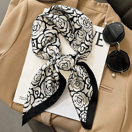 Pañuelo de Seda Estampado Versátil - Banda Decorativa para Cabello y Accesorios