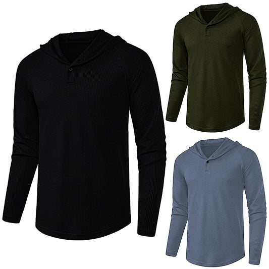 Sudadera Tipo Camisa con Capucha y Costuras Decorativas para Hombre