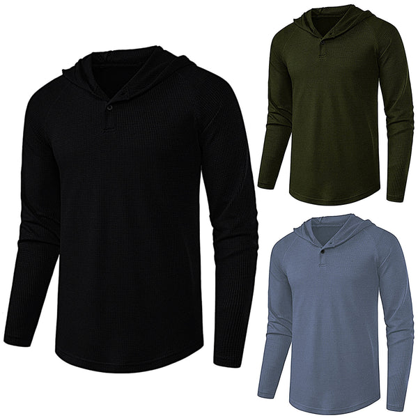 Sudadera Tipo Camisa con Capucha y Costuras Decorativas para Hombre