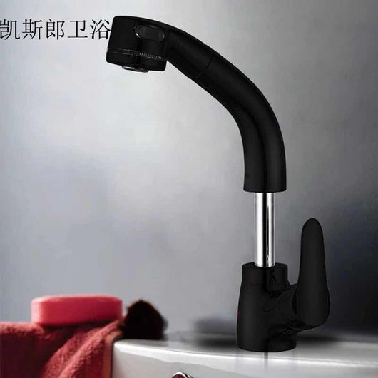 Grifo Mezclador Negro para Lavamanos - Agua Fría y Caliente Ajustable