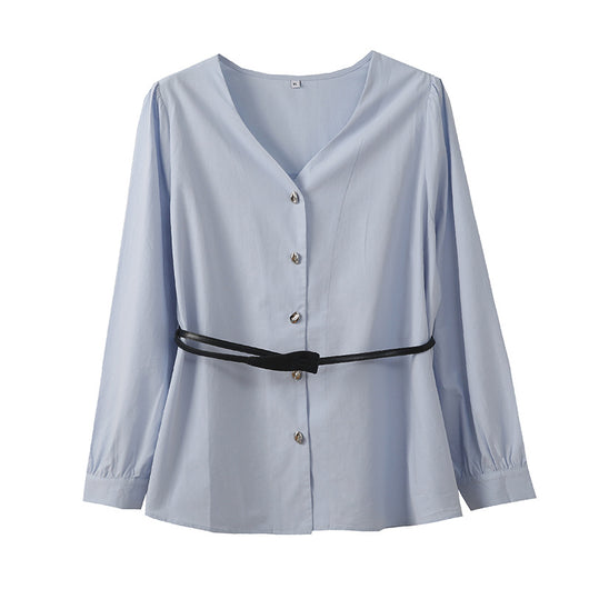 Blusa Suelta Casual con Escote V y Cintura Ajustada - Image 4