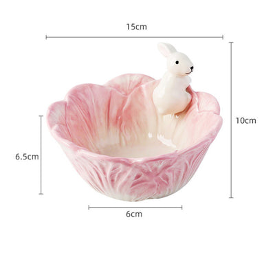Vajilla Infantil de Cerámica Pintada a Mano con Animales Lindos de Pascua - Platos y Tazones para Ensaladas, Frutas y Postres - Image 16